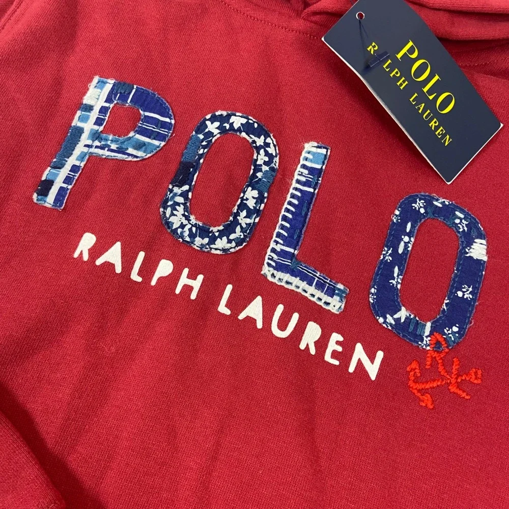 Ralph Lauren Kids Girls Red Polo‎ Logo Fleece Hoodie Dress Size L 12-14 NWT